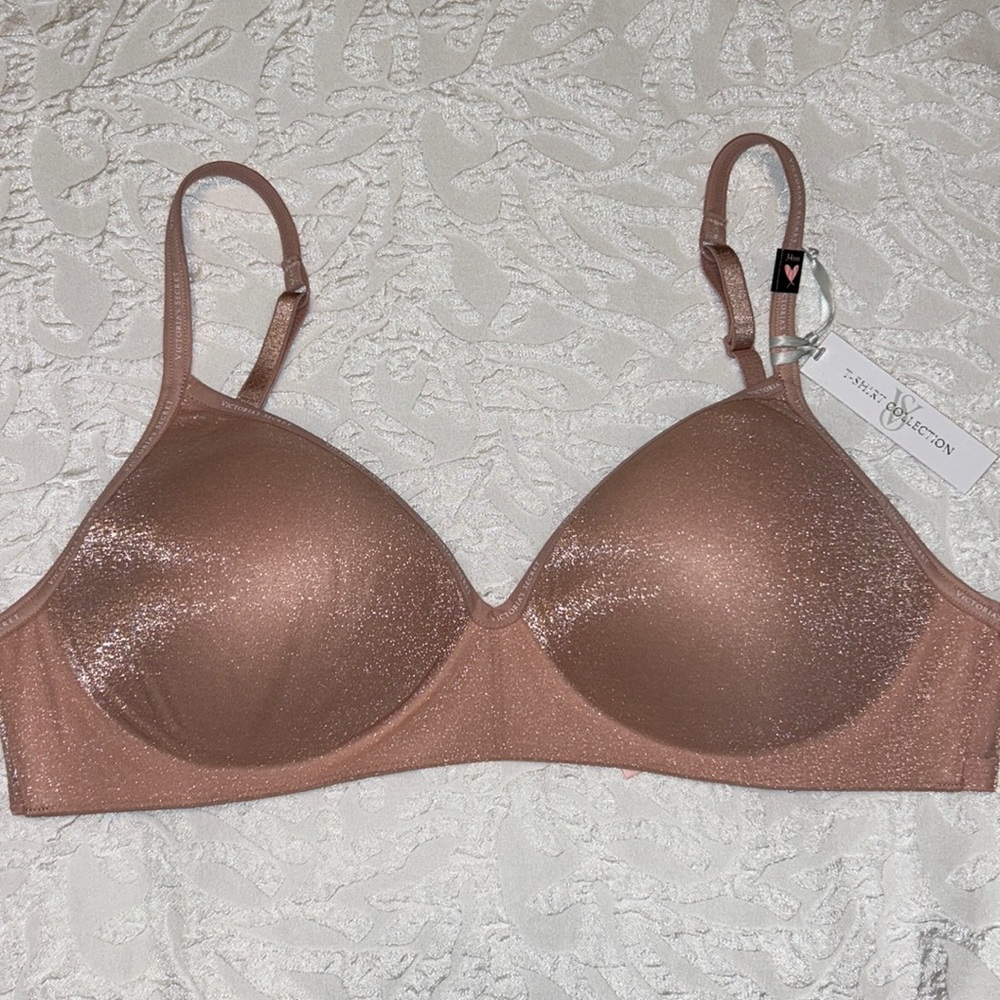 NEW w tags Victoria’s secret T-shirt bra nude shimmer pink